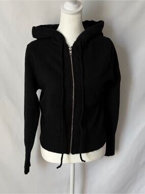 New Zenana Outfitters knit long sleeve zip up hoodie sweater Black size Medium